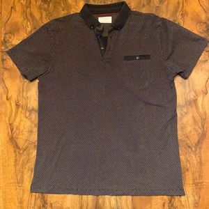 Men’s size MEDIUM Denim & Flower navy polo
